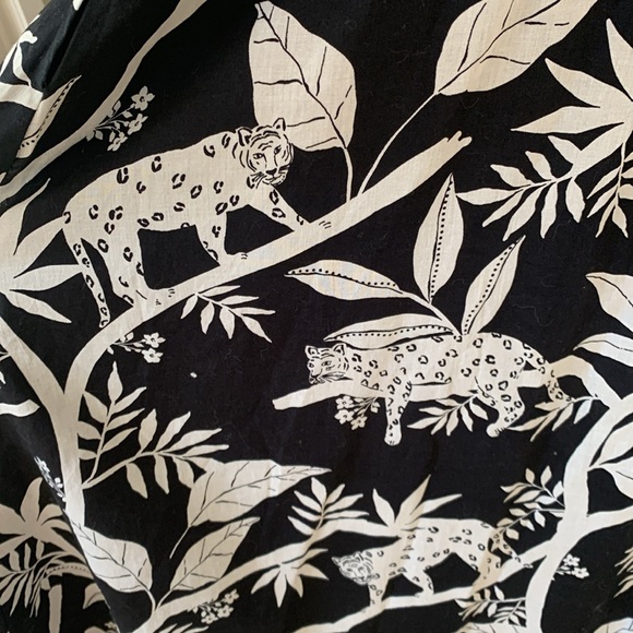 TROPICAL PANTHER TIPPED FIT FLARE DRESS SZ 6 cotton lined pockets midi - Picture 10 of 13